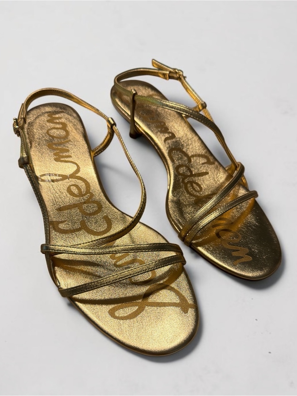 Sam Edelman Metallic Gold Strappy Slingback Sandals